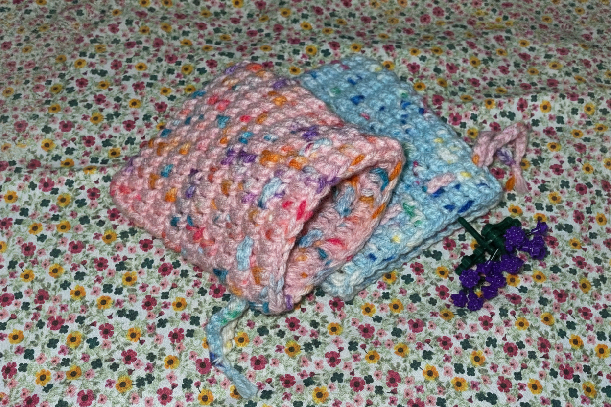 Handmade Crochet Drawstring Pouch
