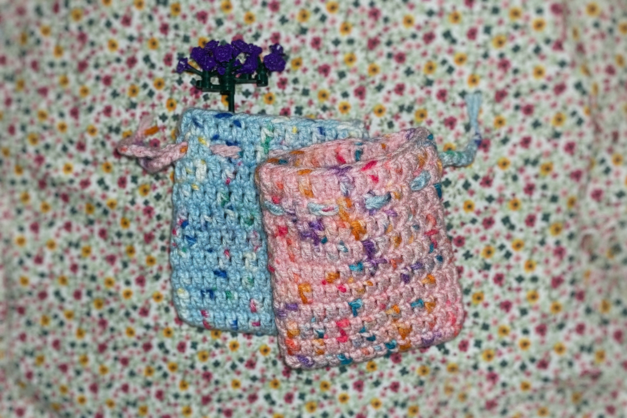 Handmade Crochet Drawstring Pouch
